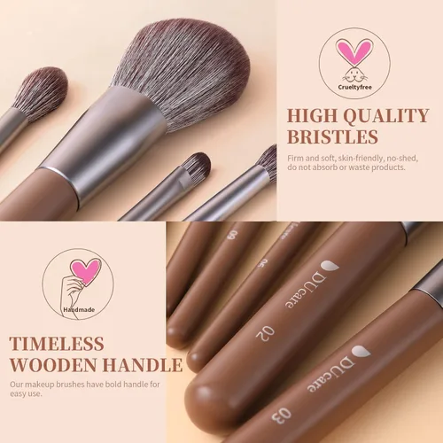 Miniatura 5 de DUcare Pinceles de maquillaje profesional con bolsa+espejo de tocador plegable con soporte