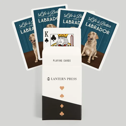 Miniatura 6 de Lantern Press Yellow Lab, Life is Better (52 cartas de juego, baraja de cartas de tamaño póquer con comodines)