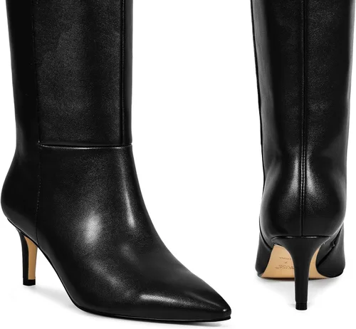 Miniatura 9 de wetkiss Botas altas hasta la rodilla para mujer, con tacón de gatito y diseño de punta puntiaguda, clásicas y sexys