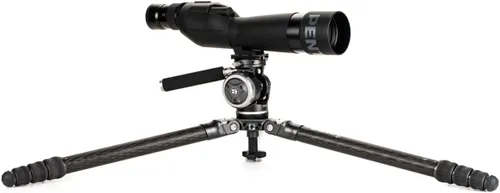 Miniatura 6 de Benro Mammoth - Trípode de fibra de carbono de 4 secciones con cabezal fluido WH15 Wildlife de 2 vías, cuenco resistente de 2.953 in, contrapeso