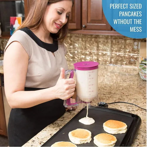Miniatura 2 de KPKitchen Dispensador de masa para panqueques y juego de 4 tazas medidoras líquidas, perfecto para panqueques, cupcakes, waffles, crepé y más