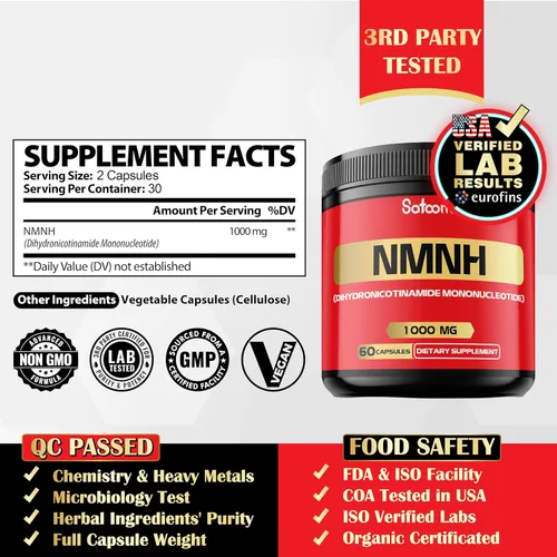 Miniatura 2 de NMNH (mononucleótido de dihidronicotinamida) -alternativa al suplemento NMN - 1000 mg por porción NAD Suplemento para apoyar NAD - 60 cápsulas - 30