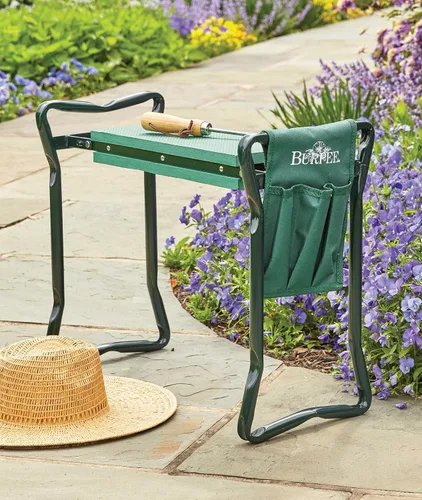 Miniatura 2 de Burpee Asiento de jardín multifunción con cojín acolchado y bolsa de herramientas desmontable, taburete de jardín versátil con marco plegable, ideal