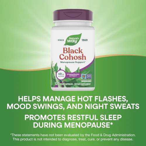 Miniatura 4 de Nature's Way Extracto de cohosh negro premium, ayuda a reducir la sudoración nocturna y promueve un sueño reparador para las mujeres durante