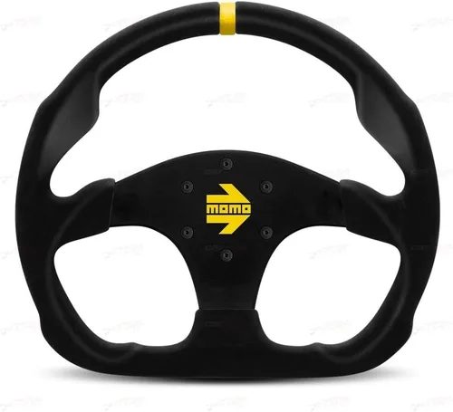 Miniatura 3 de MOMO Motorsport MOD. 30 con botones, volante de carreras de ante negro, radios negros, anodizados y cepillados, 320 mm - R1960/32SHB