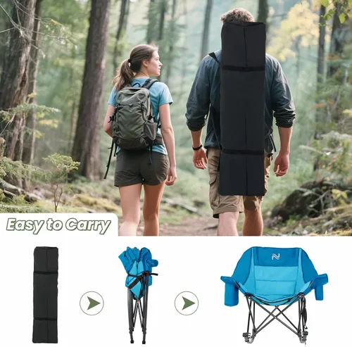 Miniatura 5 de ABORON Silla de columpio de campamento de gran tamaño para adultos, silla plegable totalmente acolchada para exteriores con bolsa para bebidas
