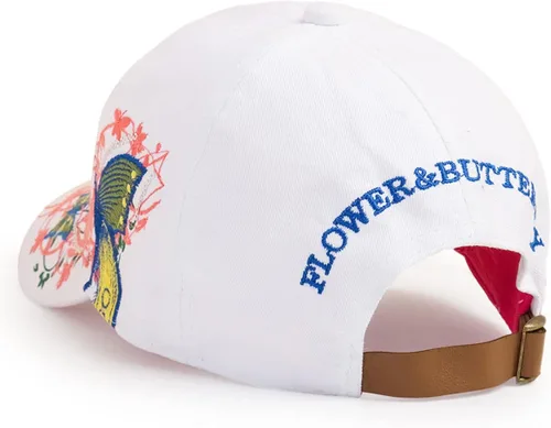 Miniatura 3 de Gorra de béisbol bordada con diseño de flores y lentejuelas de mariposa para mujer