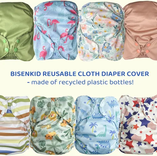Miniatura 6 de BISENKID Pañal de tela impermeable reutilizable – Cubierta exterior ajustable sobre una capa interior absorbente para evitar explosiones de orina