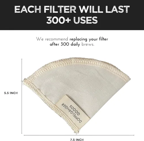 Miniatura 8 de Filtros reutilizables de algodón orgánico para Hario V60 y Origami Style Pourover filtros de café, taza de cerámica, vidrio, gotero de plástico