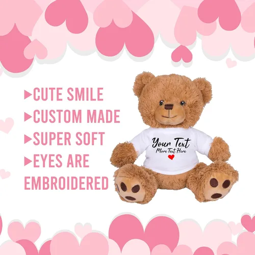 Miniatura 4 de TeesAndTankYou Oso de peluche personalizado de 8 pulgadas con texto personalizado, regalo personalizado para aniversario, graduación, camiseta