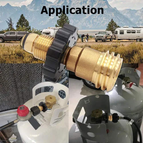 Miniatura 6 de Hooshing Adaptador de tanque de propano de ajuste universal que convierte la válvula de servicio de tanque POL LP a QCC1/tipo 1 con llave antigua a