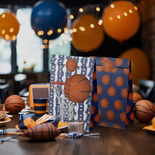 Miniatura 5 de Bolsas de regalo de fiesta de baloncesto Outego – 24 piezas de bolsas de regalo de baloncesto con 5 diseños, bolsas de papel para golosinas