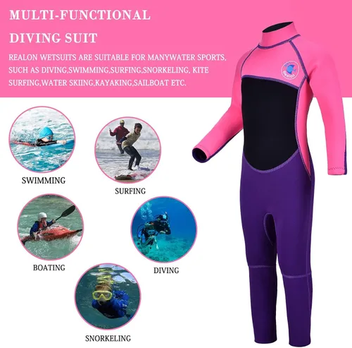 Miniatura 5 de Kids Full Wetsuit Toddler Boys Girls and Youth 2.5mm 3mm Neoprene Child Wet Suit Back Zipper Thermal Swimsuits for Diving Surfing Swimming Water