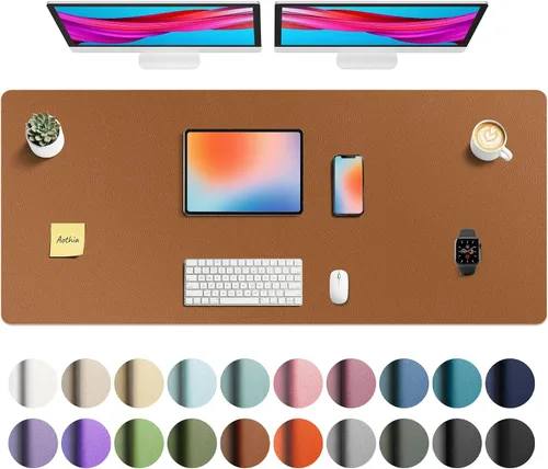Miniatura 228 de Aothia - Protector de escritorio de cuero sintético, base para mouse, superficie antideslizante e impermeable para escribir y para laptop