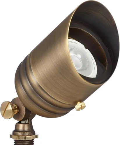 VOLT Fat Boy - Foco de exterior de latón de 12 V (bronce) para iluminación de paisaje de bajo voltaje de patio, césped, jardín, árboles y casa