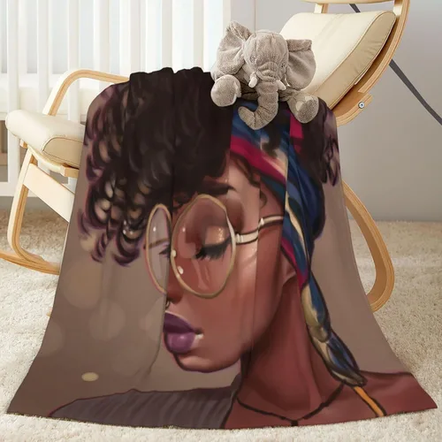 Miniatura 28 de African American Black Woman Fleece Throw Blanket Ultra Soft Cozy Decorative Flannel Blanket for Home Bed Couch Chair Travel 40x30in
