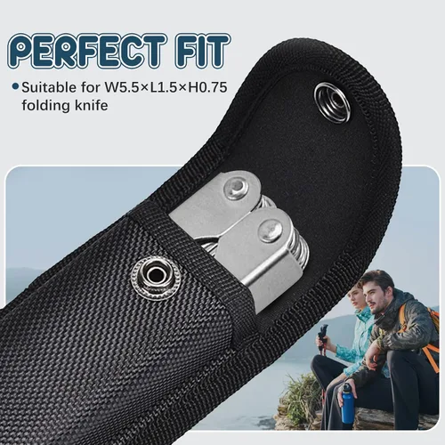 Miniatura 4 de Funda de nailon para cuchillos de bolsillo, funda plegable para cuchillos EDC de 5 a 5.5 pulgadas, bolsa multiherramienta con cierre a presión