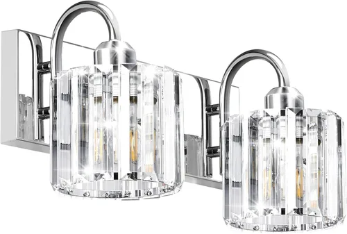 Miniatura 10 de Luz de tocador de baño dorada - Accesorio de luz de baño de cristal sobre espejo
