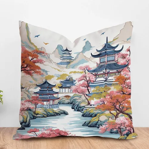 Miniatura 63 de ArogGeld Funda de almohada blanca con flores chinoiserie, funda de almohada para sofá, diseño floral verde y blanco, funda de almohada de lino A-12