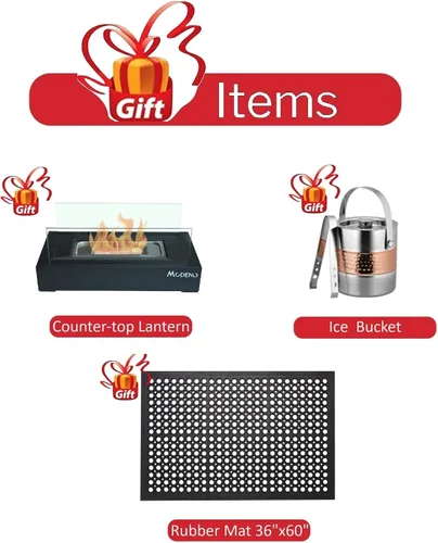 Miniatura 9 de Elementi+ Mesa de Fuego de Gas Colorado de Hormigón Fundido de 56" Rectangular, Hoguera al Aire Libre con Ignición Electrónica Incluye Cubierta