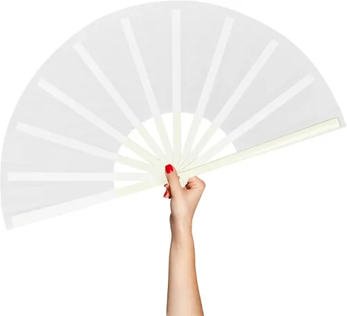 Miniatura 8 de Rave Fan - Ventilador plegable grande para baile de línea, ventiladores plegables para baile, fiesta, al aire libre, decoración (negro)