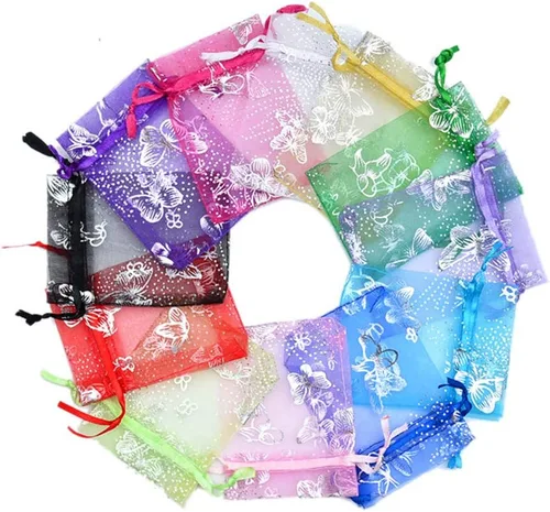 Stratalife Pequeñas bolsas de organza para joyas con cordón, bolsitas de caramelos, recuerdos de fiesta, bolsas de golosinas de 3.54 x 4.72