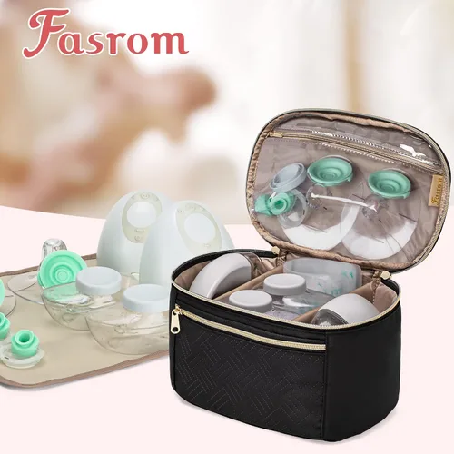 Miniatura 7 de Fasrom Bolsa de extracción de leche portátil compatible con bombas manos libres Momcozy Medela y Elvie, funda de transporte portátil con alfombrilla