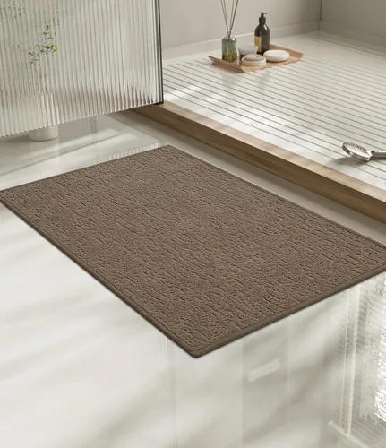 Miniatura 100 de Chakme Juego de 2 alfombras de baño ultrafinas, absorbentes, antideslizantes, lavables a máquina, color negro, 17 x 24 pulgadas / 17 x 30 pulgadas