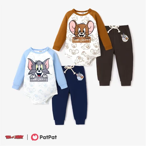 Miniatura 6 de PATPAT Tom and Jerry - Mameluco de manga larga con estampado de personajes o pantalones lisos, 0-18 meses
