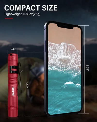 Miniatura 3 de HATORI Linterna LED brillante, súper mini linterna con luz de flash de alta lúmenes, luz de bolígrafo, linternas pequeñas para emergencias, linterna