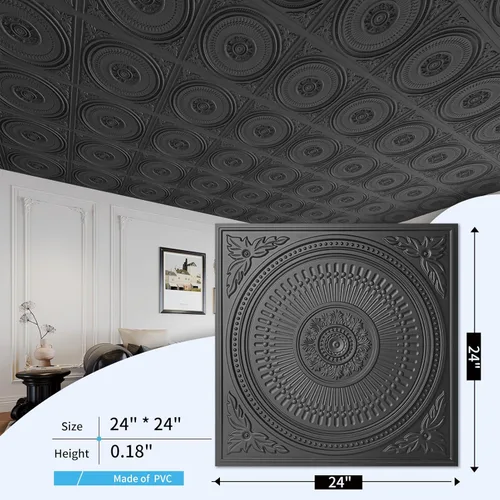 Miniatura 5 de Art3d Paquete de 12 azulejos de techo colgantes de 2 x 2 pies, paneles de techo de PVC decorativos de fácil instalación para interiores de cocina