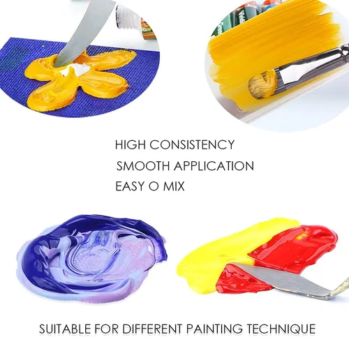 Miniatura 7 de TRANSON Juego de pintura acrílica de 24 colores con 5 pinceles de pintura no tóxica para lienzo artesanal pintura de arte rupestre