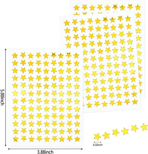 Miniatura 3 de 2160 unidades, 20 hojas de calcomanías pequeñas de estrella dorada, calcomanías de recompensa de 0.3 pulgadas de diámetro, calcomanía de estrella