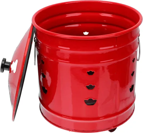 Happyyami - Cubo de fuego esmaltado de 9.44 x 9.44 x 11.81 pulgadas, incinerador para fogata al aire libre para adoración de papel y dinero para