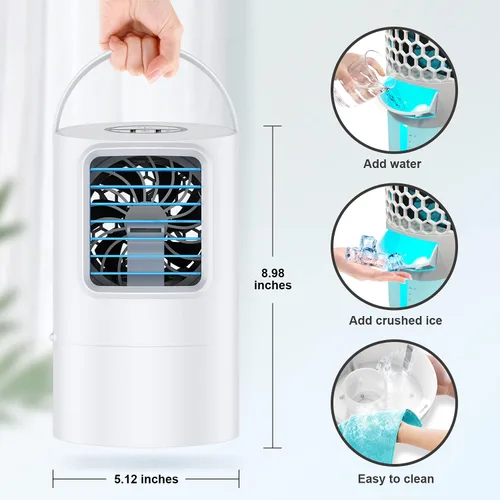 Miniatura 6 de Ventilador de aire acondicionado portátil, enfriador de aire evaporativo personal para habitación pequeña, aire acondicionado portátil con 3
