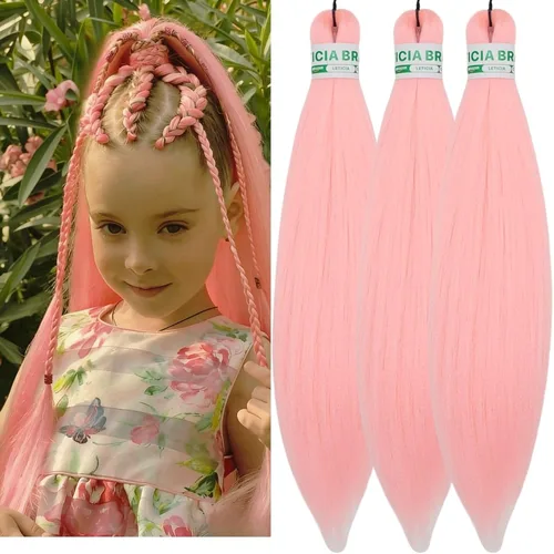 Miniatura 48 de Cabello estirado de fibra Kanekalon para trenzar con cabello humano, color oro rosado, 30 pulgadas