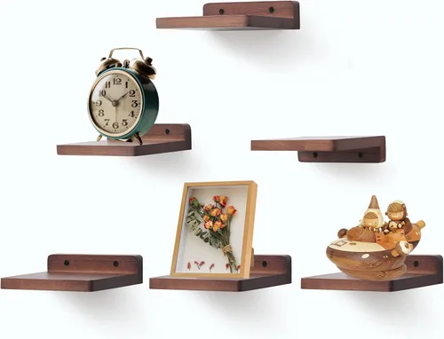 Miniatura 27 de Estante flotante pequeño, mini estante montado en la pared de 5 x 5 pulgadas, estante de madera rústica para dormitorio, sala de estar, baño, Gris