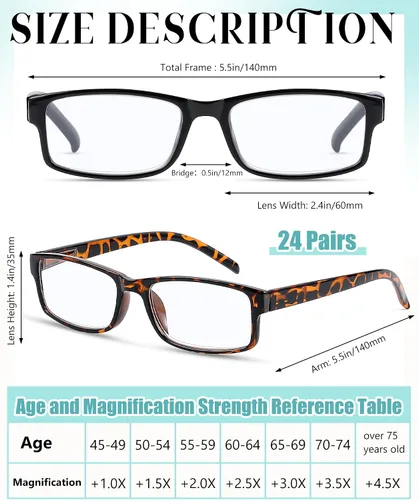 Miniatura 2 de Umigy Paquete de 24 lentes de lectura a granel, lentes de lectura para hombres y mujeres, lentes de lectura, lentes de lectura, lentes ligeros