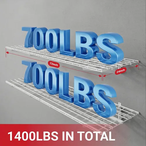 Miniatura 40 de FLEXIMOUNTS Estante de pared de 12 pulgadas por 72 pulgadas, estante de almacenamiento de garaje, estantes flotantes montados en la pared, 1 x 6