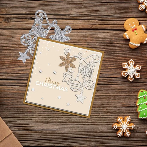 Miniatura 3 de Estivaux Cascabel de Navidad troquelado para hacer tarjetas, bombilla colgante de Navidad, troqueles de corte, copos de nieve de invierno, plantilla