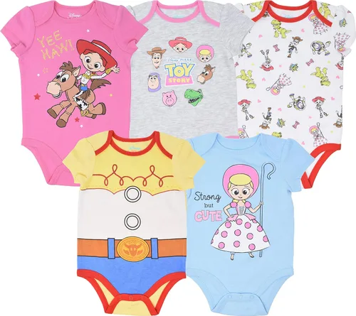 Disney Classics The Aristocats Lion King Winnie the Pooh Pixar Toy Story Baby Girls 5 Pack Bodysuits Newborn to Infant