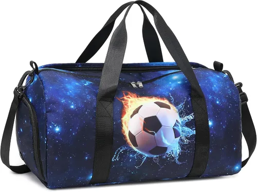 CAMTOP Bolsa de viaje para mujeres y niñas, bolsa de mano deportiva para gimnasio y fin de semana, B-Fútbol, Bolsa de lona de fútbol infantil para