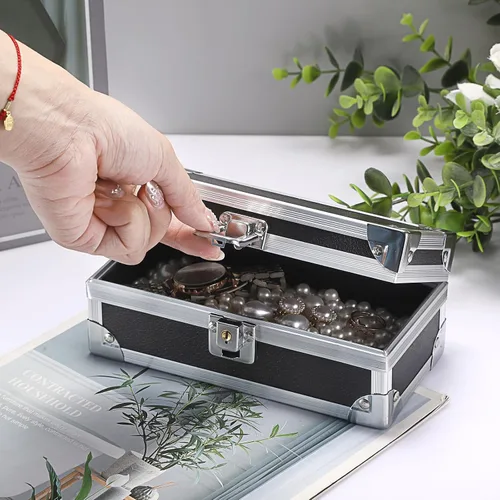 Miniatura 6 de Hipiwe Caja de Dinero con Cerradura, Caja de Dinero de Aleación de Aluminio para Almacenamiento de Dinero con Cerradura, Bandeja de Monedas de Una