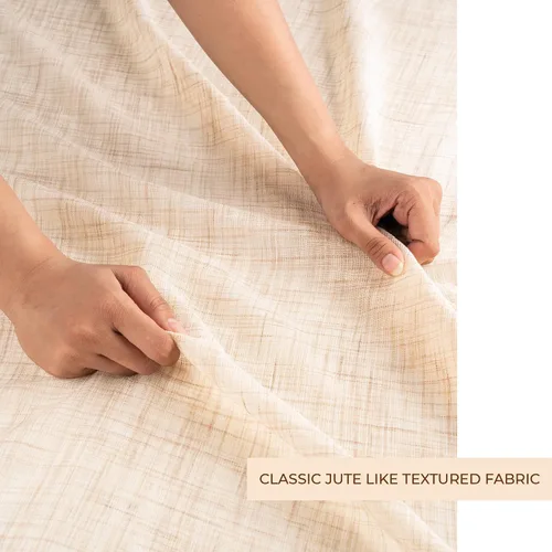Miniatura 2 de D'Moksha Homes Cortinas de lino sintético beige y crema de 63 pulgadas de largo, 52 x 63 pulgadas, 2 paneles de cortinas transparentes con bolsillo