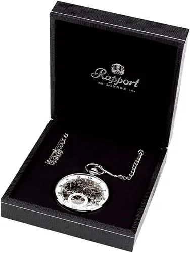 Miniatura 7 de Reloj de bolsillo vintage con cadena de Rapport - Reloj de bolsillo clásico Oxford Half Hunter con esfera esqueleto