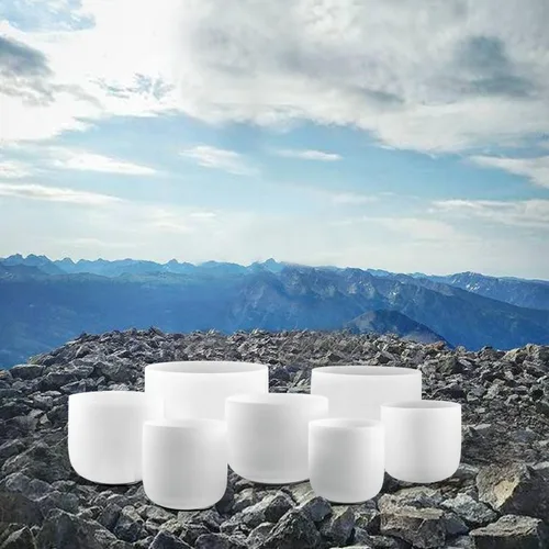 Miniatura 4 de Kresec Juego de 7 cuencos de cristal de cuarzo blanco de 432 Hz de 6 a 12 pulgadas para meditación, yoga y reiki con funda acolchada, mazos