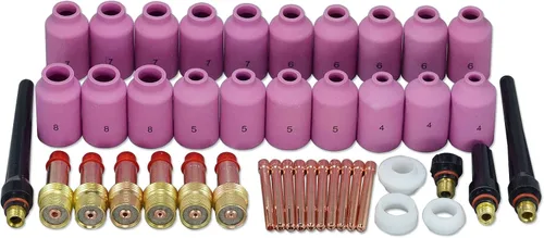 RIVERWELD TIG Gas Lens Collets Cuerpos 45V Serie 10N Boquilla de alúmina de gran diámetro Tazas de cerámica 54N14 8#, 54N15 7#, 54N16 6#, 54N17 5#,