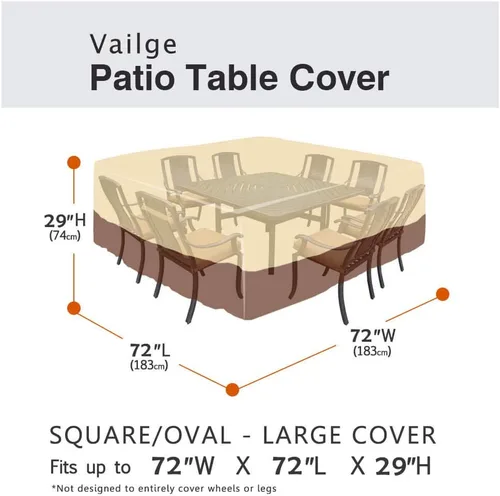 Miniatura 2 de Vailge Juego de funda protectora de alta resistencia para muebles de jardín, impermeable, con asas acolchadas y cordón durable en el dobladillo, se