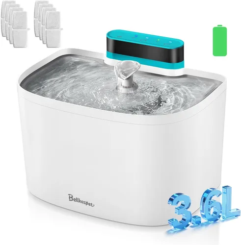 Miniatura 10 de Fuente de agua para gatos, fuente inalámbrica para gatos de 122 oz/3.6 L, fuente de agua inalámbrica para gatos en interiores, fuente de agua