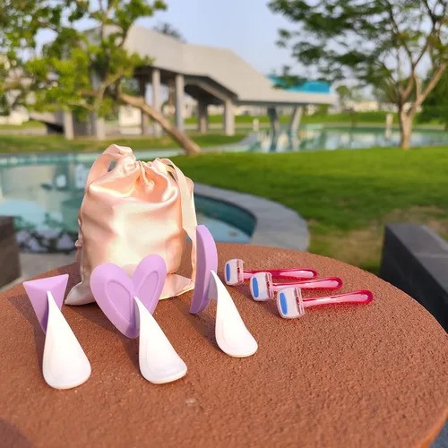 Miniatura 5 de Munyee Hua Intimate Pube - Juego de recortador de pelo para mujer con 3 formas, 3 prácticas maquinillas de afeitar, una bolsa de almacenamiento
